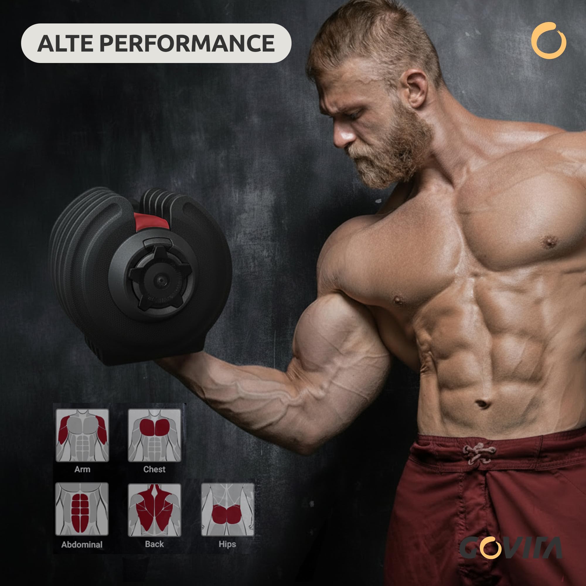 GOVITA NEW Set di Manubri Regolabili A Carico Variabile Pesi bilanciere Allenamento Corpo Home Palestra Casa Manubri Pesanti regolazione rotatoria