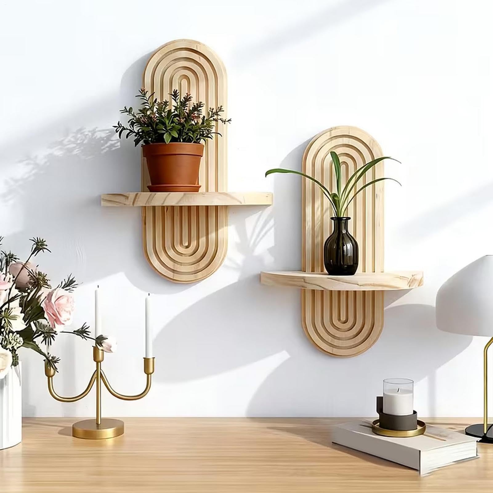 Boho Półki Ścienne Rustykalna Łukowata Dekoracja Zestaw 2 Sztuki Z Litego