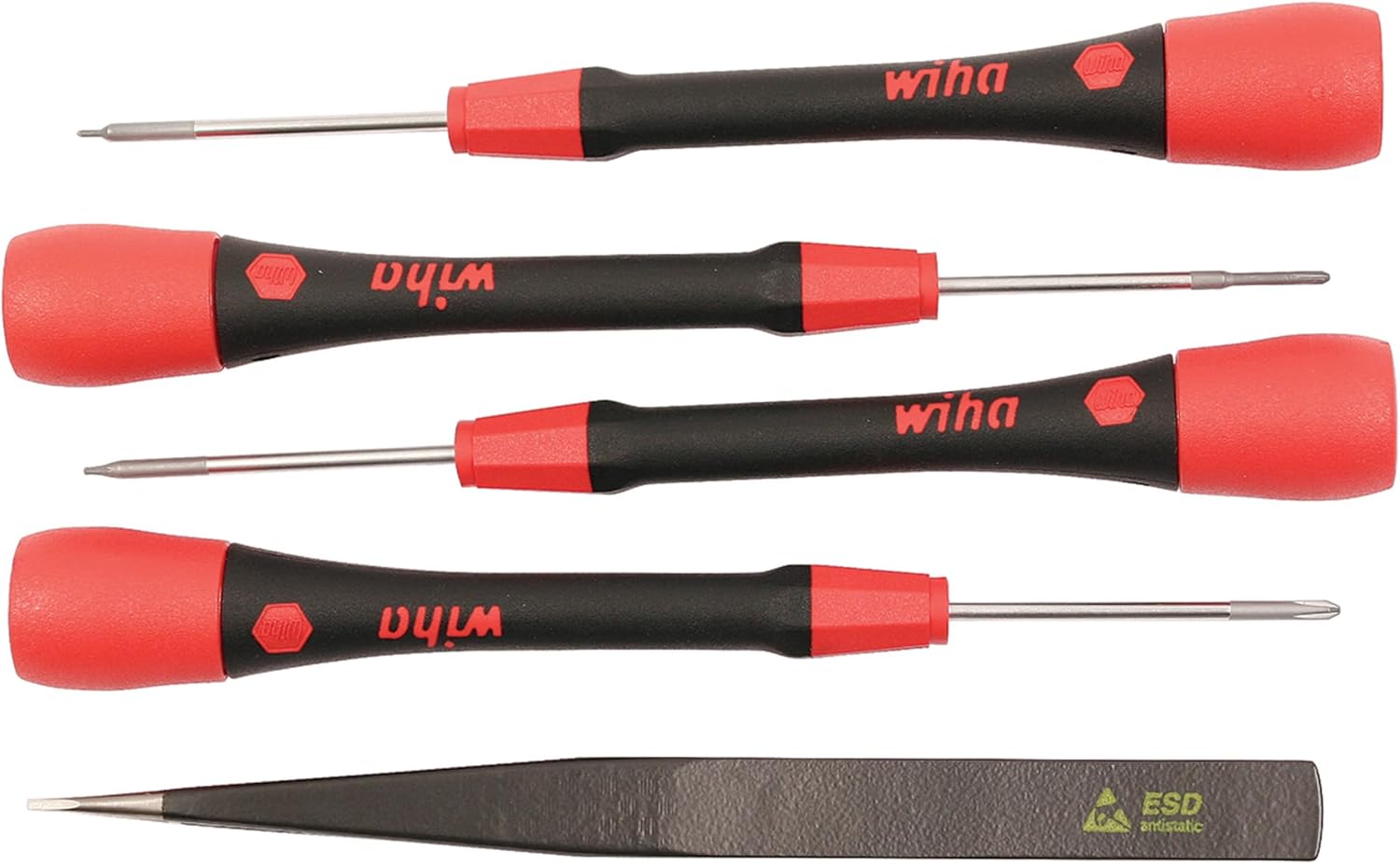 Wiha 26162 5 Piece PicoFinish Precision Screwdriver and Tweezers Smartphone Technician Set