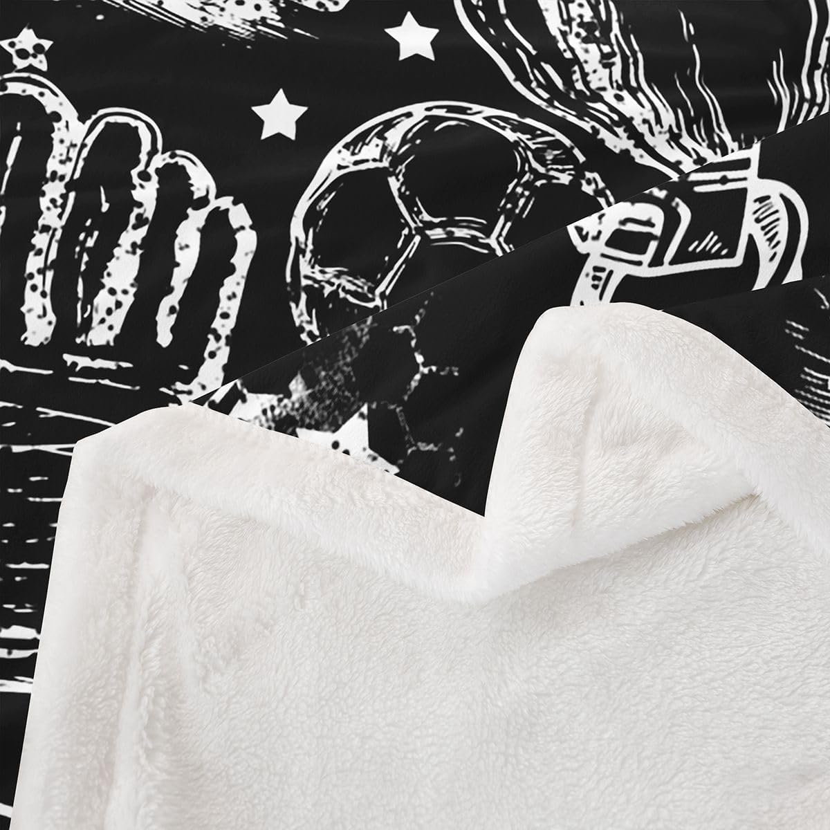Feelyou Boys Soccer Sherpa Blanket Plush Fuzzy Sports Fleece Throw Blanket Boys Girls Black Football for Bed Couch Chair Living Room Soccer Lover Gift Bedroom Decor Twin 60"x80" image 3