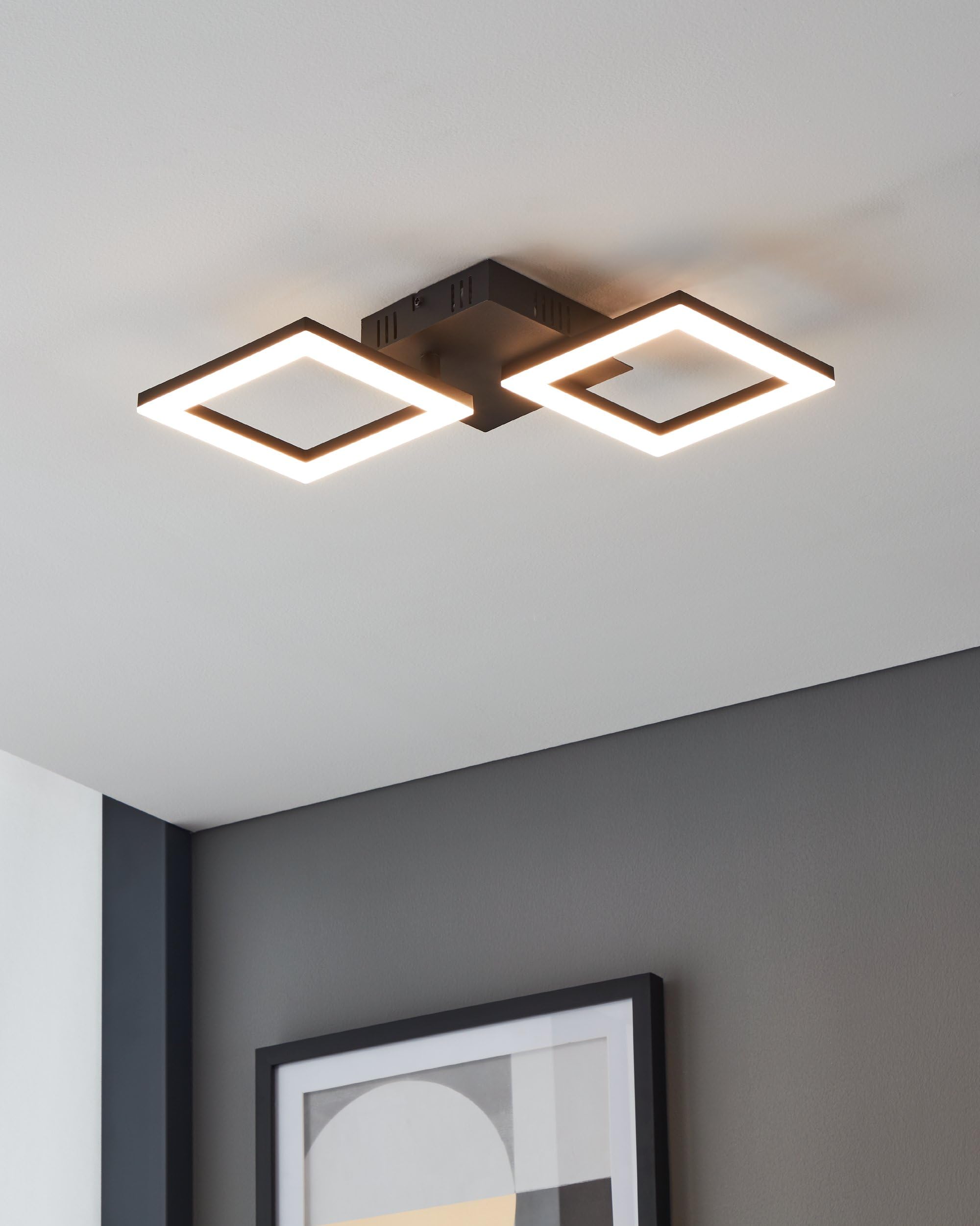Eglo connect z Smart-Home LED soffitto Paranday-Z, ZigBee, app e controllo | vocale Alexa, colore luce regolabile (bianco caldo o freddo), dimmerabile, lampada in bianco nero, 47 x 23 cm