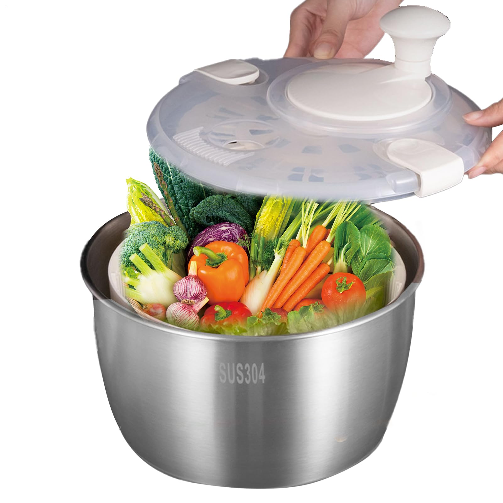 de lechuga y centrifugadora – Secador de ensalada de verduras, secador de | lechuga de frutas, verduras con mango giratorio, de ensalada de acero inoxidable, utensilios de cocina