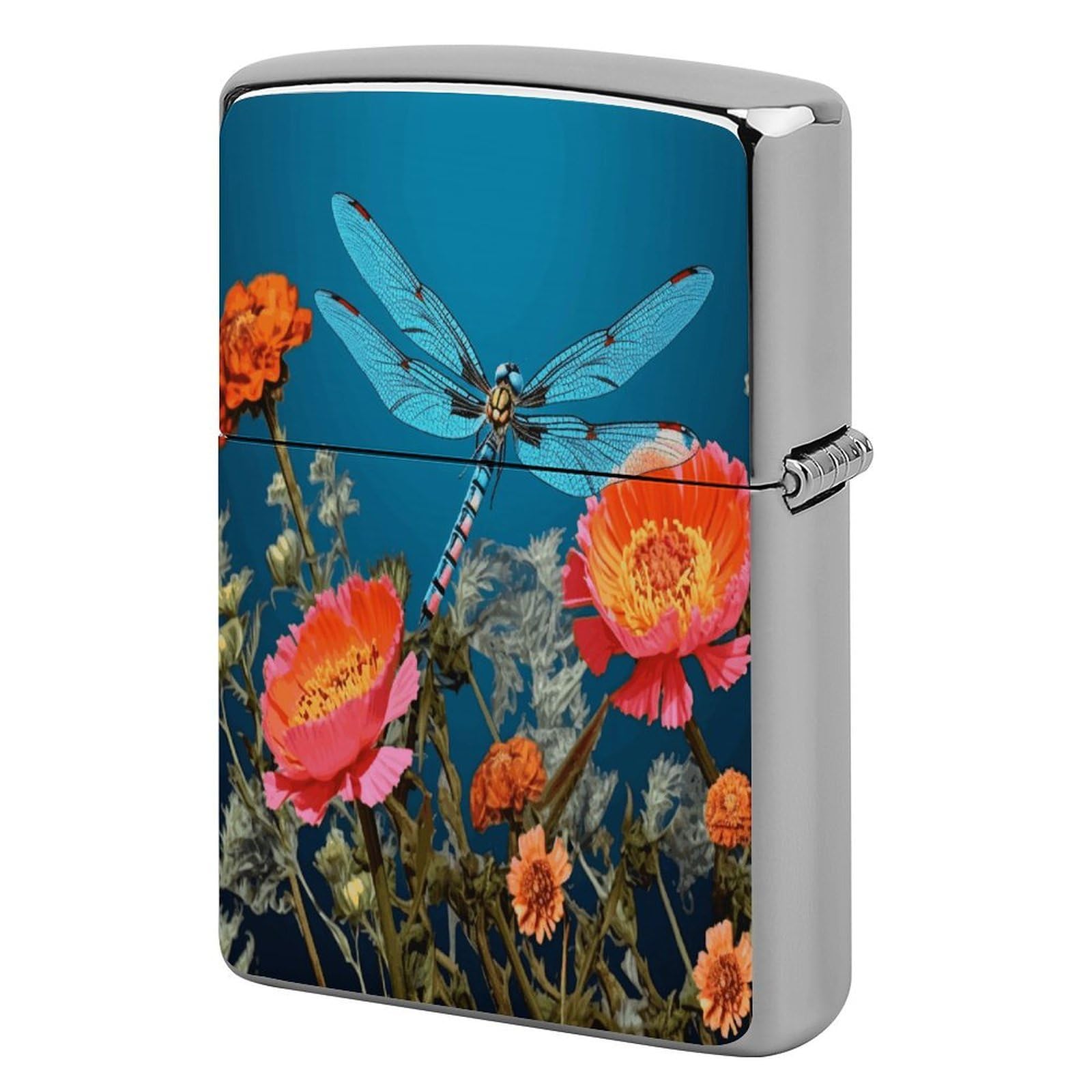 Fodpand Style Dragonfly And Flower Metal Lighter Case Cover Lighter Sleeve