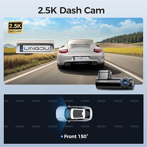 Miniatura 2 de D100 2.5K Dash Cam frontal, cámara de tablero WiFi para automóviles con control de voz, modo de estacionamiento WDR 24H, sensor G de grabación en