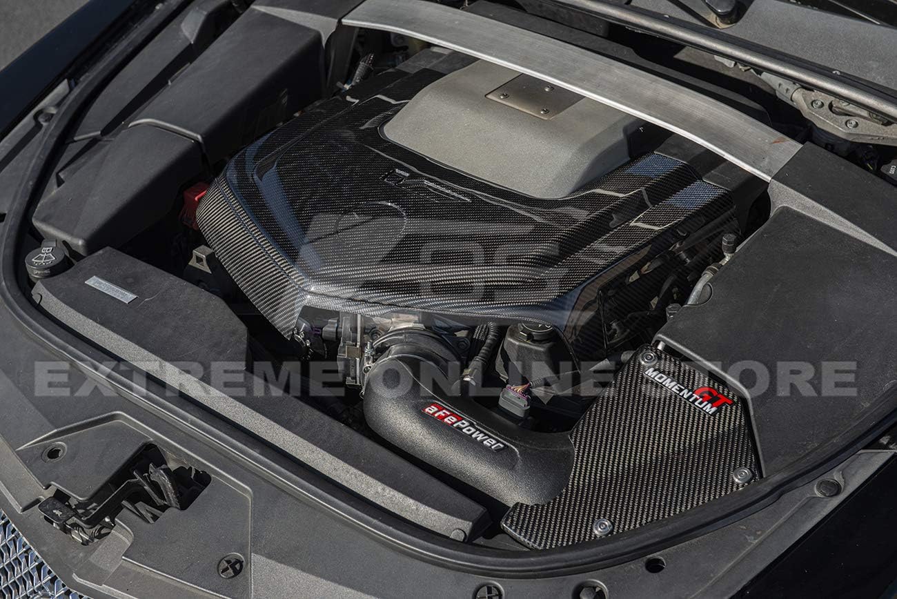 Extreme Online Store Replacement for 2009-2015 Cadillac CTS-V GM Factory Style Carbon Fiber Front Supercharge Engine Trim Valve Cover