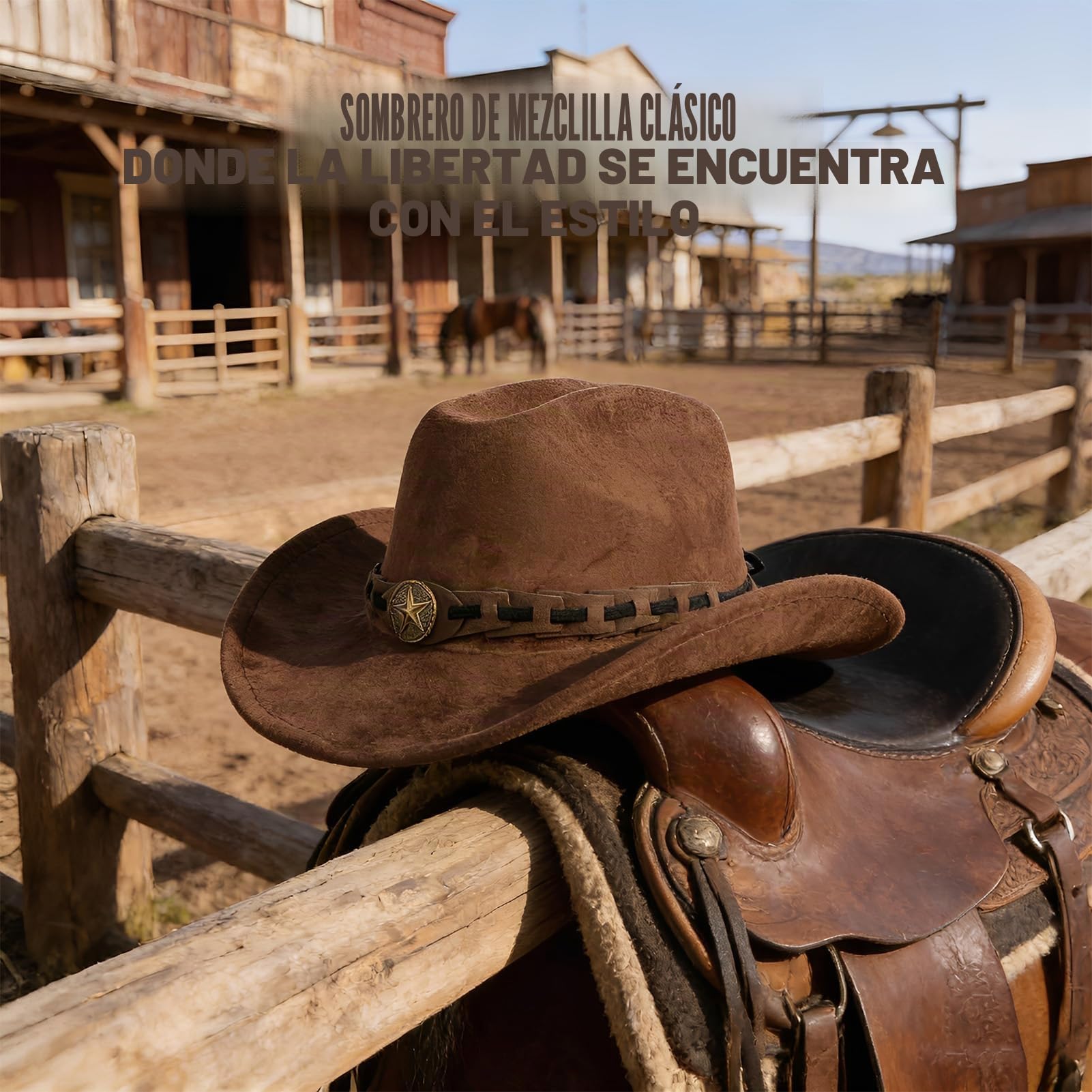 Sombrero de vaquero de ala ancha para hombres y mujeres, de gamuza sintética, estilo vaquero, elegante, ajustable, sombrero de vaquero para exteriores