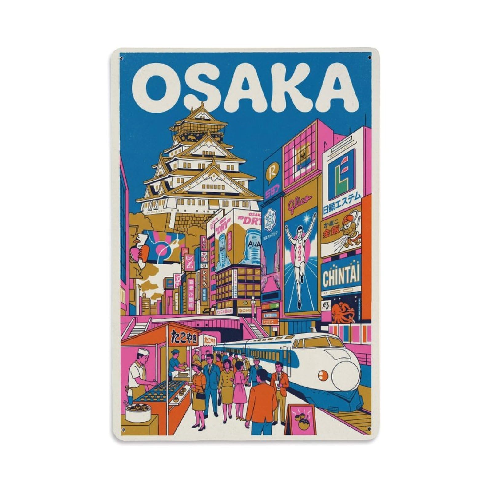Metal Tin Sign Retro Japan Osaka Travel