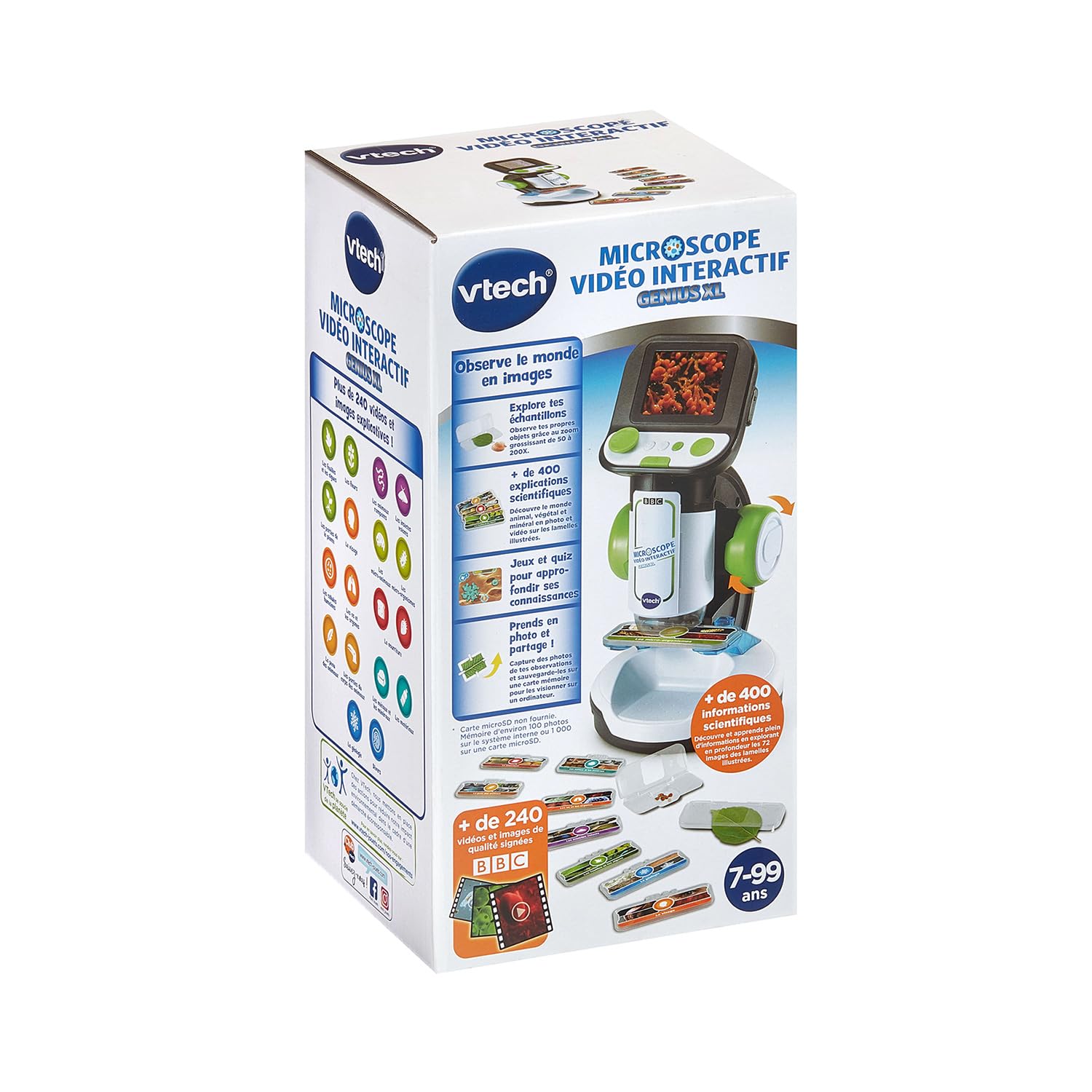 VTech - Genius XL Microscope Vidéo Interactif, avec Écran Couleur Numérique, Photos et Vidéos de la BBC, Jouet Scientifique Éducatif, Cadeau Enfant Dès 7 Ans - Contenu en Français