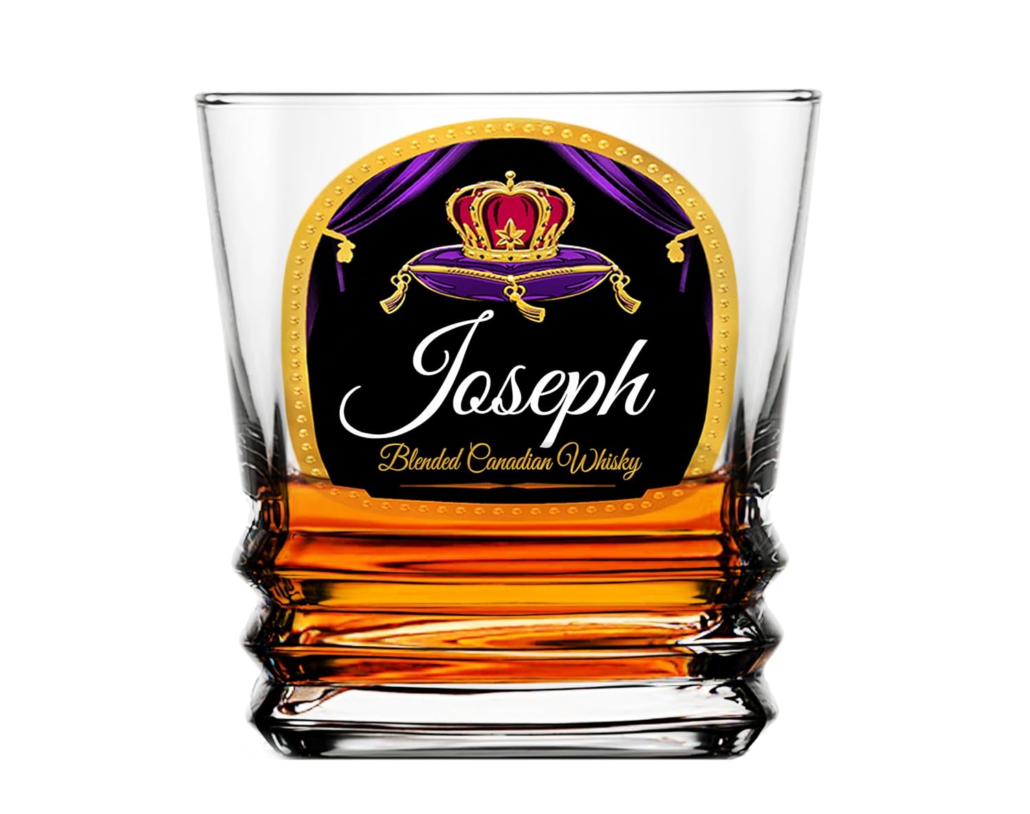 Personalized Royal Whiskey Glasses Set of 2, Custom Crown Whiskey Tumbler, Gift for Dad, Canadian Whisky Glass, Birthday Gift, Father's Day Gift, Whiskey Glass Set (Old Fashioned)