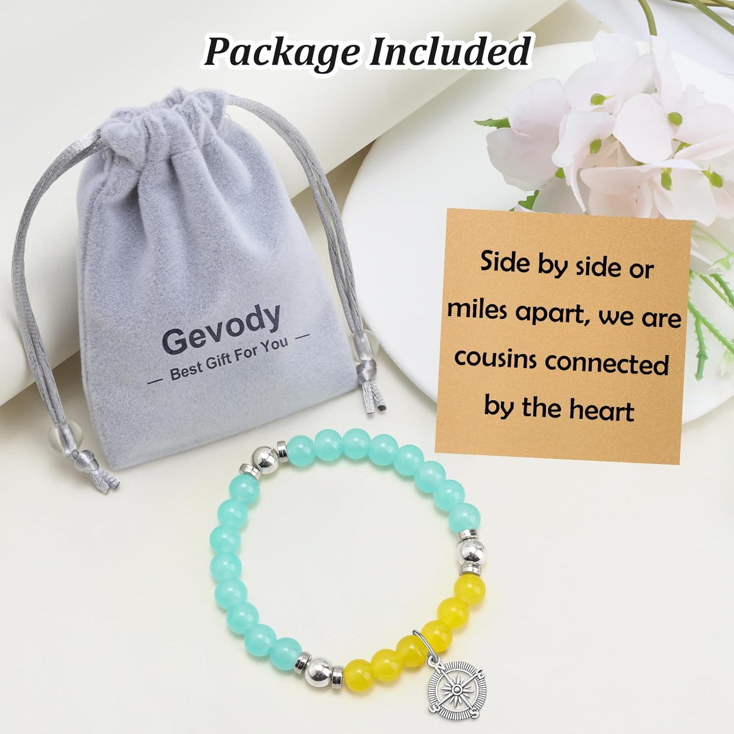 Cousin Beads Bracelet Cousin Sister Gifts for Women Long Distance Sister Gifts Friendship Presents Long Distance Relationship Stretch Jewelry Christmas Birthday Present for Friend Beaded Bracelets - Image 6