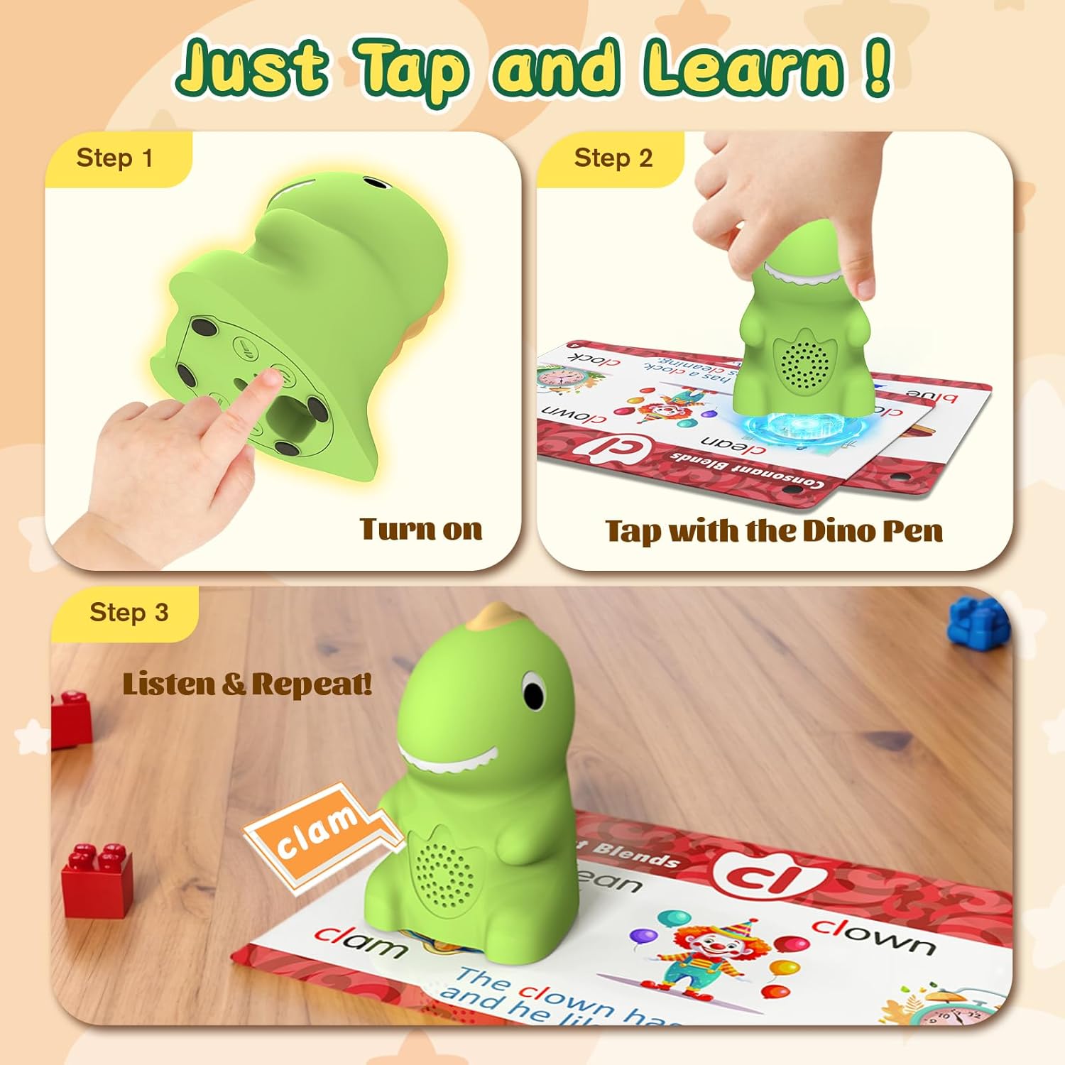Astro Pad + Talking Phonics Flash Cards with Dino Reader Pen