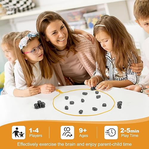 Miniatura 3 de Juego de ajedrez magnético, 24 piedras, 3 cuerdas y bolsa de almacenamiento portátil, juego de mesa de estrategia para noche familiar, uso para