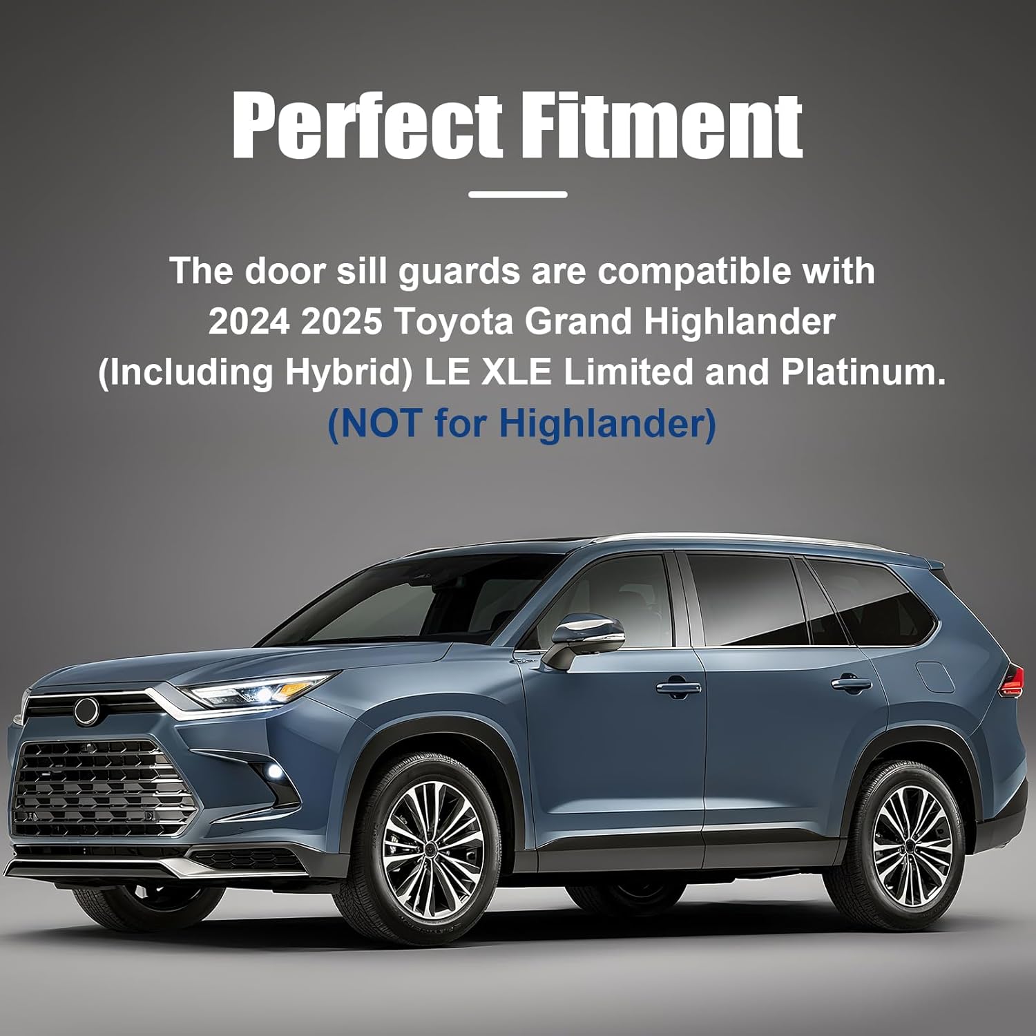 Door Sill Protector Compatible with Toyota Grand Highlander 2024 2025 (Including Hybrid) LE XLE Limited and Platinum, Door Entry Guard Protector