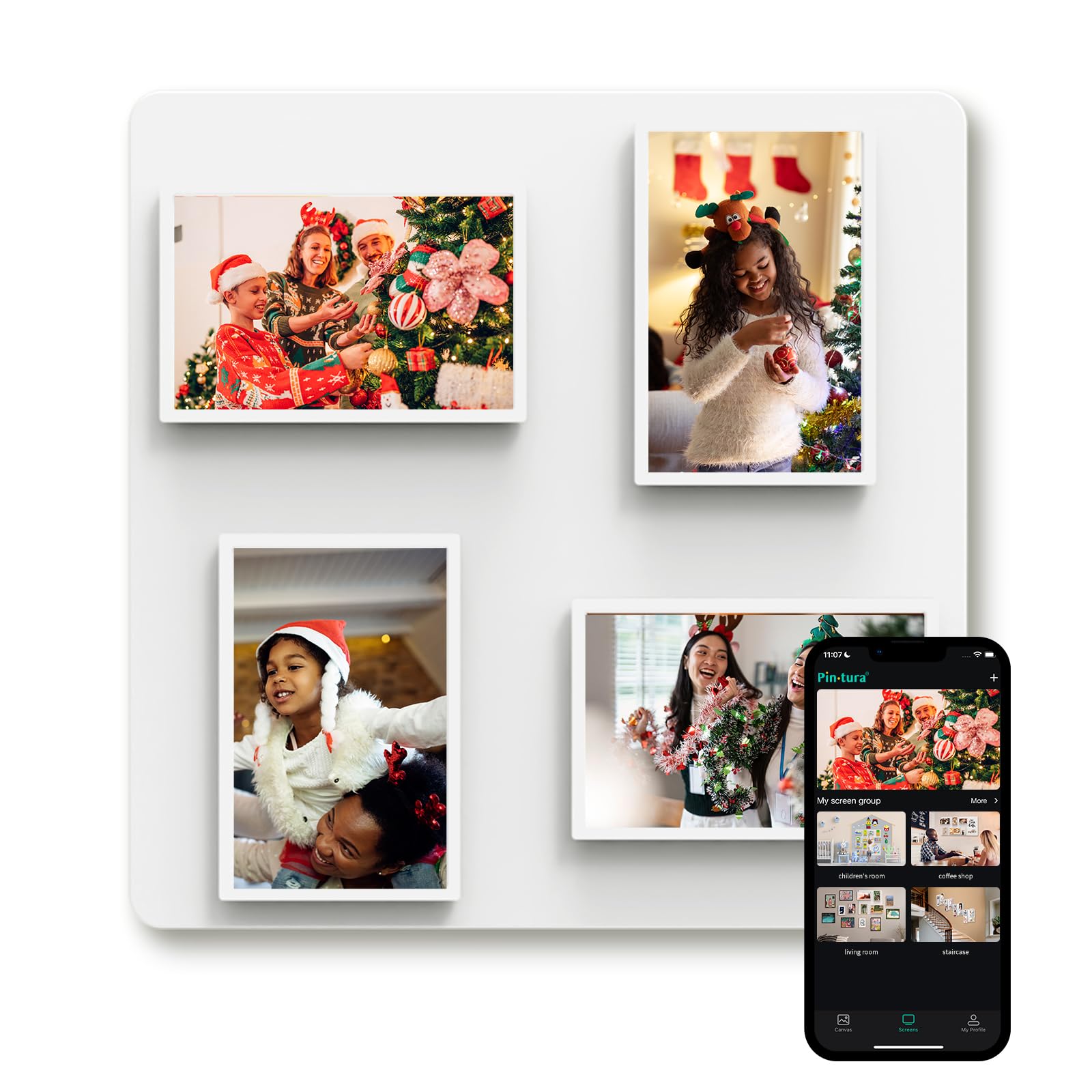 Pintura Pintab Modular Digital Photo Wall – Includes Digital Frames, High-Resolution Displays, Wi-Fi Enabled, Compatible with Pintura App (Basic Pack)