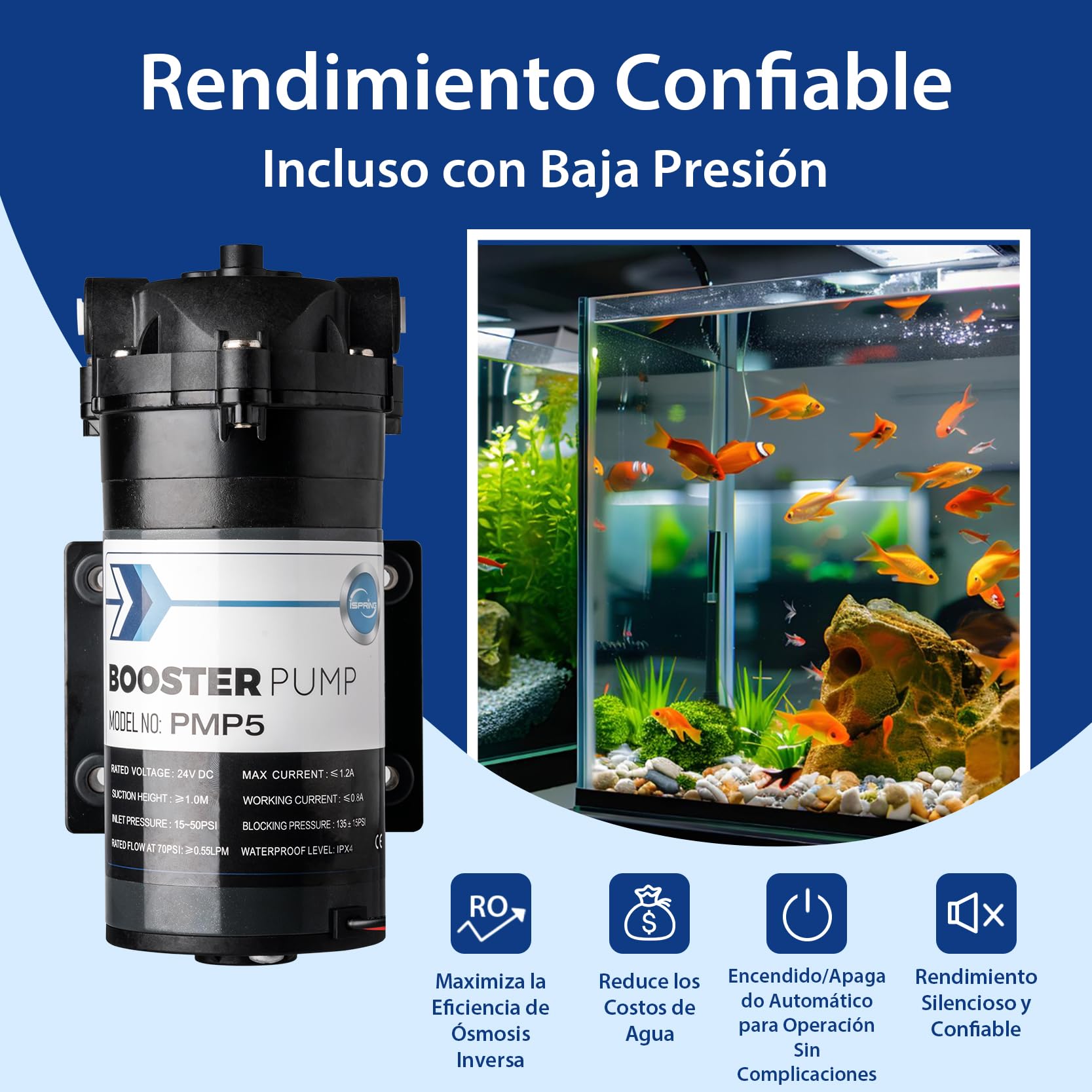 iSpring RCC1DP Ósmosis Inversa Desionización 5 Etapas con Bomba | 150 GPD de Alto Rendimiento, Sistema sin Tanque, Filtro de Agua DI, Para Acuario