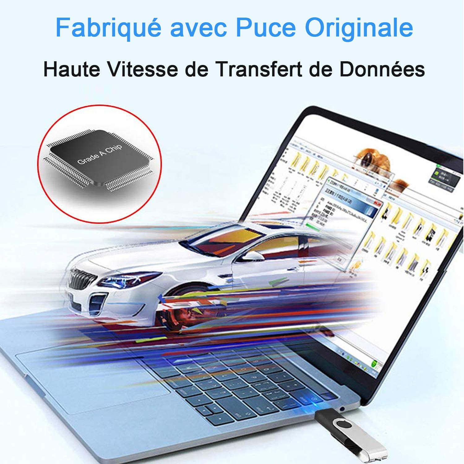 Cle USB 4GB Clé USB 2.0 Lot de 10 Mémoire Stick Lecteur USB Flash Drive Stockage Rotation Disque Pendrive pour Ordinateur Portable/PC/Voiture (10 Couleurs)