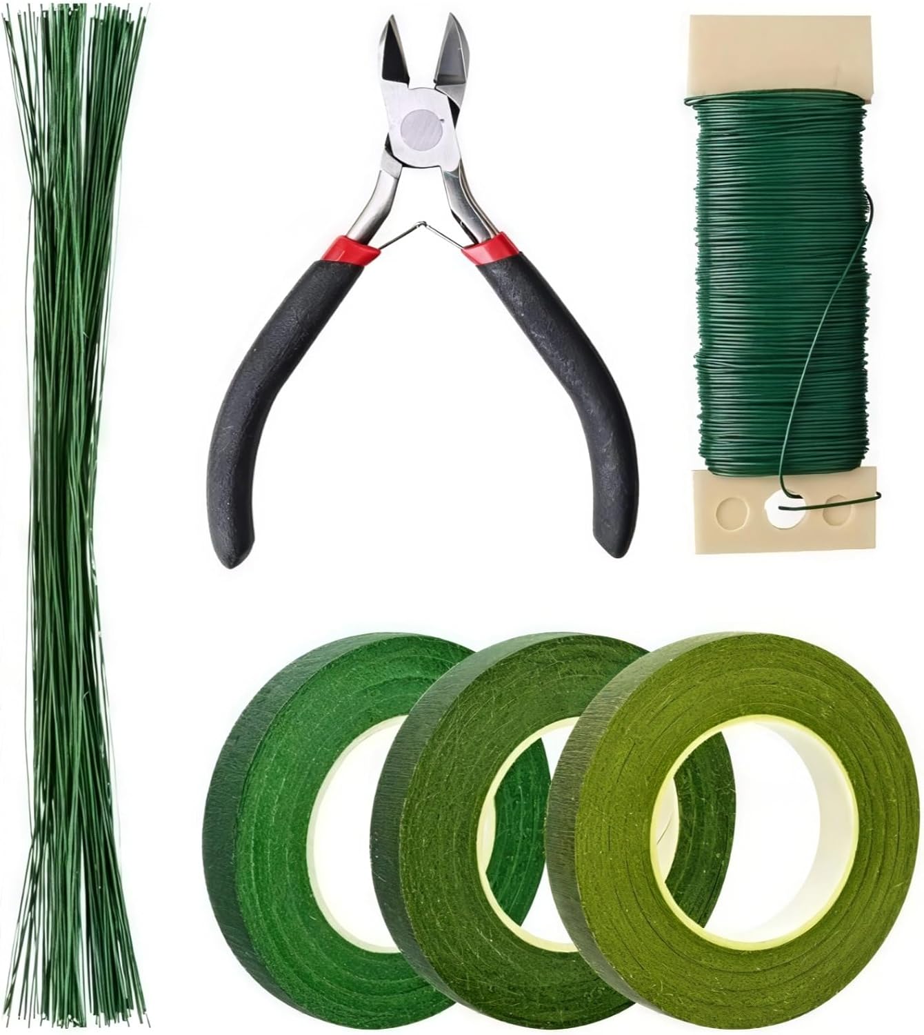 6-Piece Floral Arrangement Kit with 38.3 Yards Floral Wire, Floral Tapes, 100 Stem Wires & Cutter