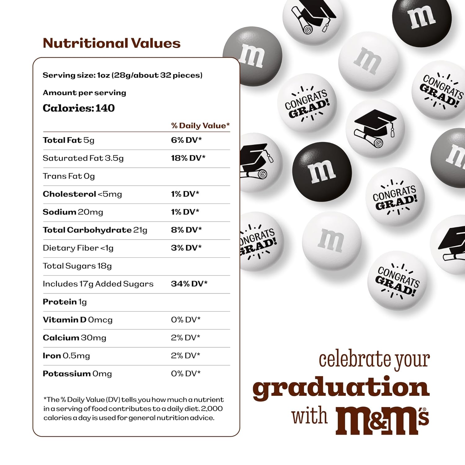 M&M’S World Graduation-Themed M&M'S Individual Packs with YAY! Congrats Icons, For Graduation Party Favors, Decorations, Congratulations Decorations, and More (30 Pack)