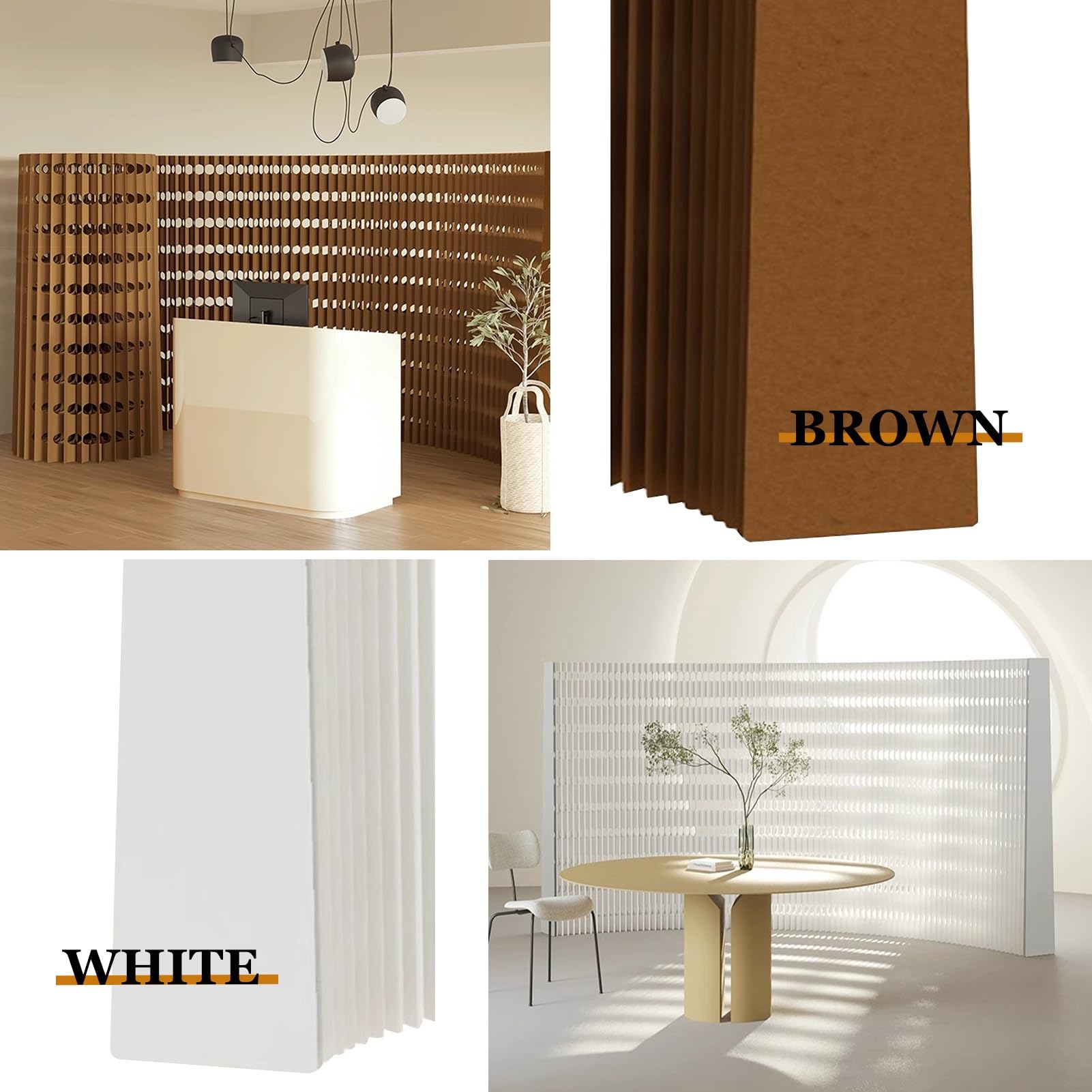 Divisori per ambienti, Parete divisoria in carta deformabile alta 6, 56 piedi, lunghezza 3(Brown,2x1-2 m/6.56x3.28-6.56 ft)