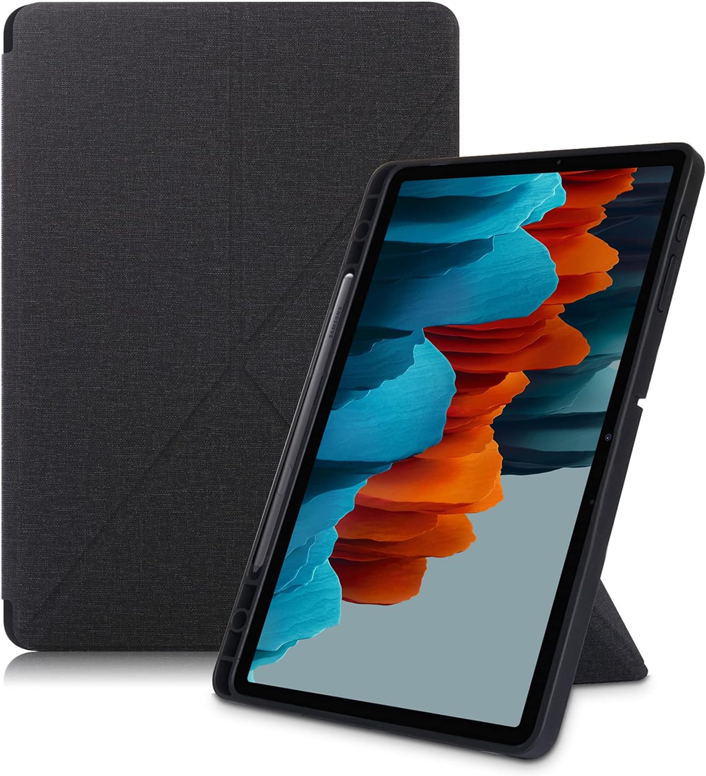 OIATROE Case For Samsung Galaxy Tab S7 FE 12.4” 2021, Premium PU Leather Case, Anti-dirty and Anti-drop, Slim Flip Shell Case for Samsung Galaxy Tab S7 FE -Black