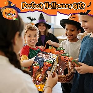 Halloween Pumpkin Bubble Wand for Kids - 2 Pack Automatic Bubble Machine Blower Toys for Toddlers 3-8 with LED Lights, Music Function, DIY Stickers,10 Refill Solutions, Halloween Party Favors Gifts