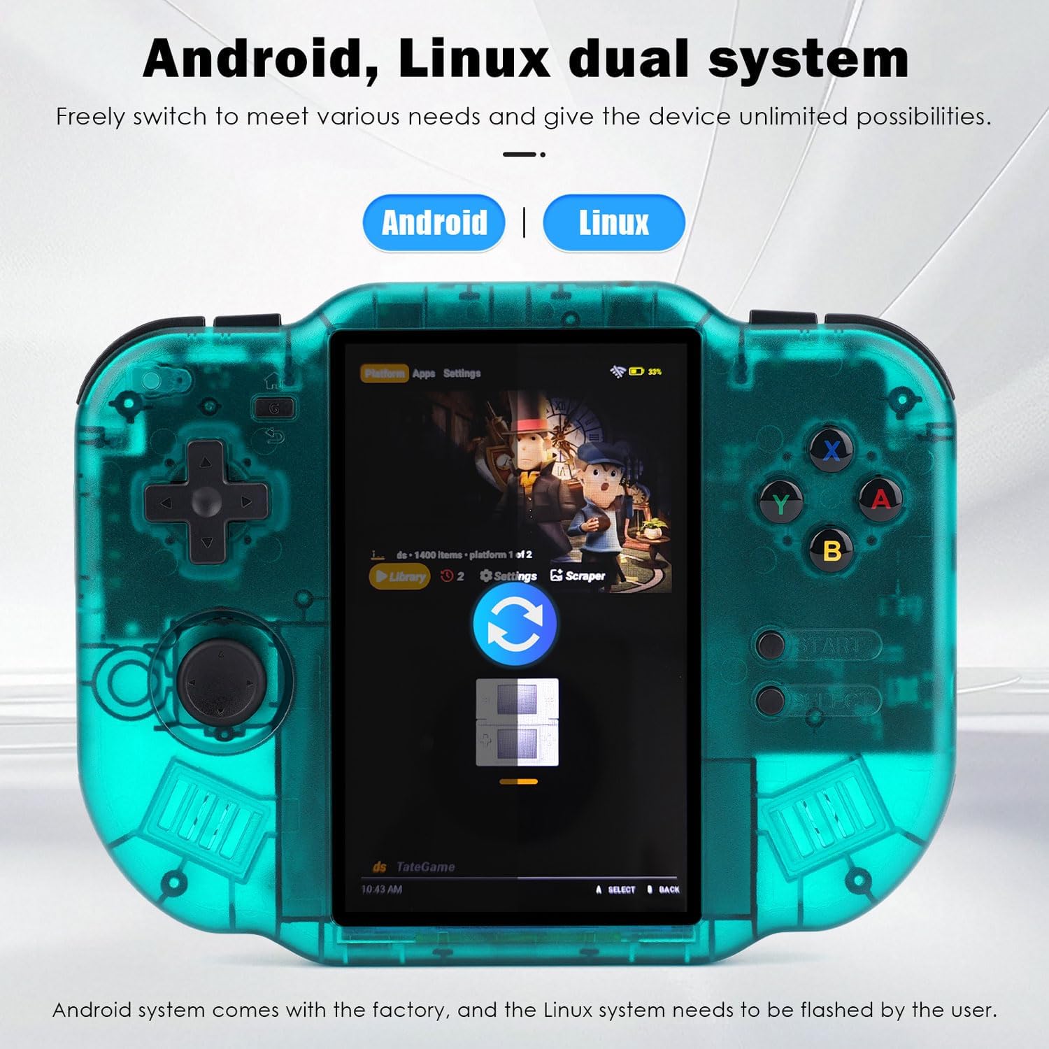 MagicX Zero 40 Handheld Game Console,4.0 Inch IPS Classic System and 4300mAh Battery Retro Video Games Consoles,with 64G TF Card and Wireless Networt Handheld Console Casual Game Console(Dark Green)