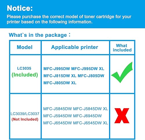 Miniatura 2 de LCL Cartucho de tinta compatible con pigmento de repuesto para Brother LC3035 XXL LC3035XXL LC3035BK MFC-J995DW MFC-J995DW XL (1 paquete de tinta