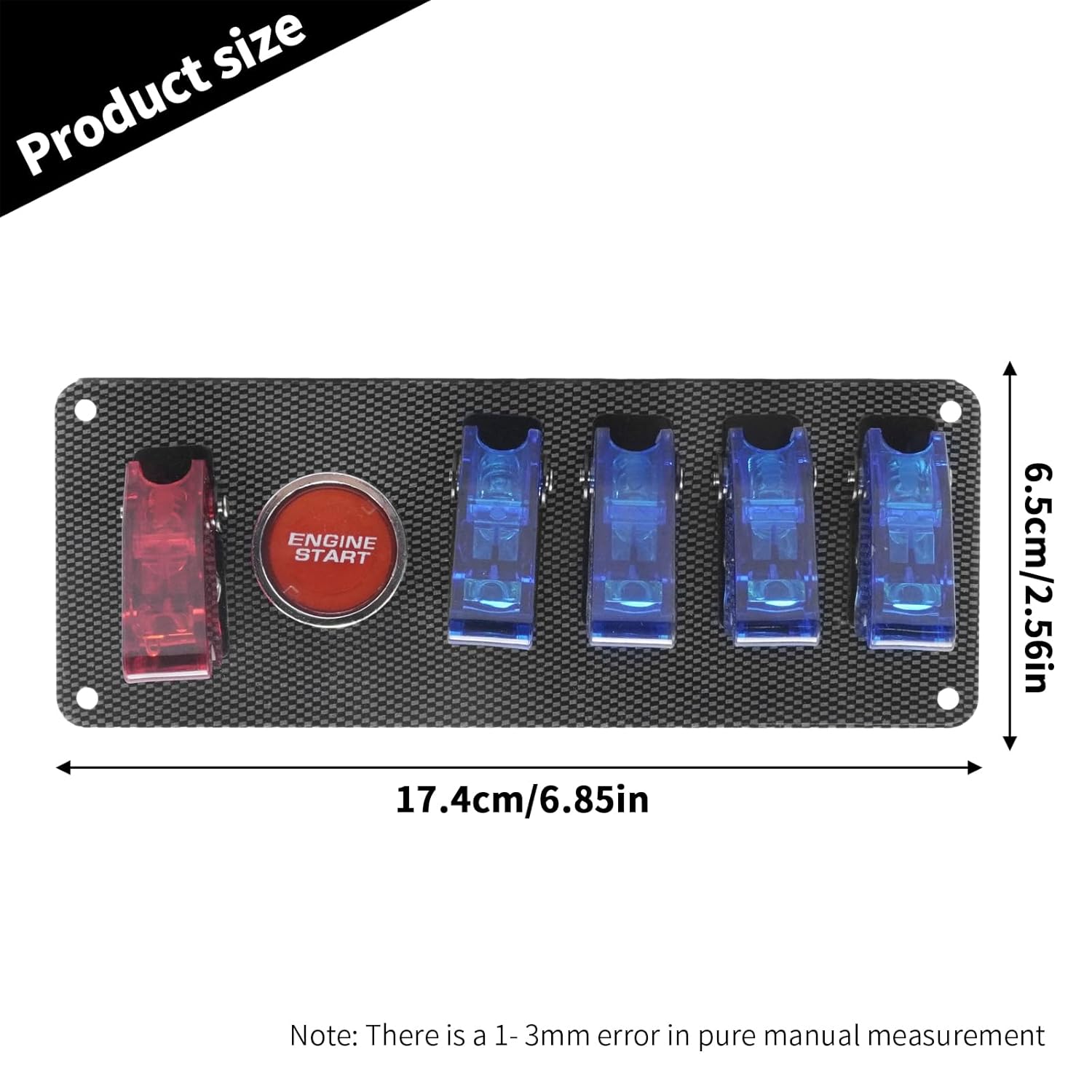 12V Flip Up Ignition Switch Panel, 12V LED Switch Panel for Car & Race Car, Flip Switch Panel for Off-Road Vehicles & Boats