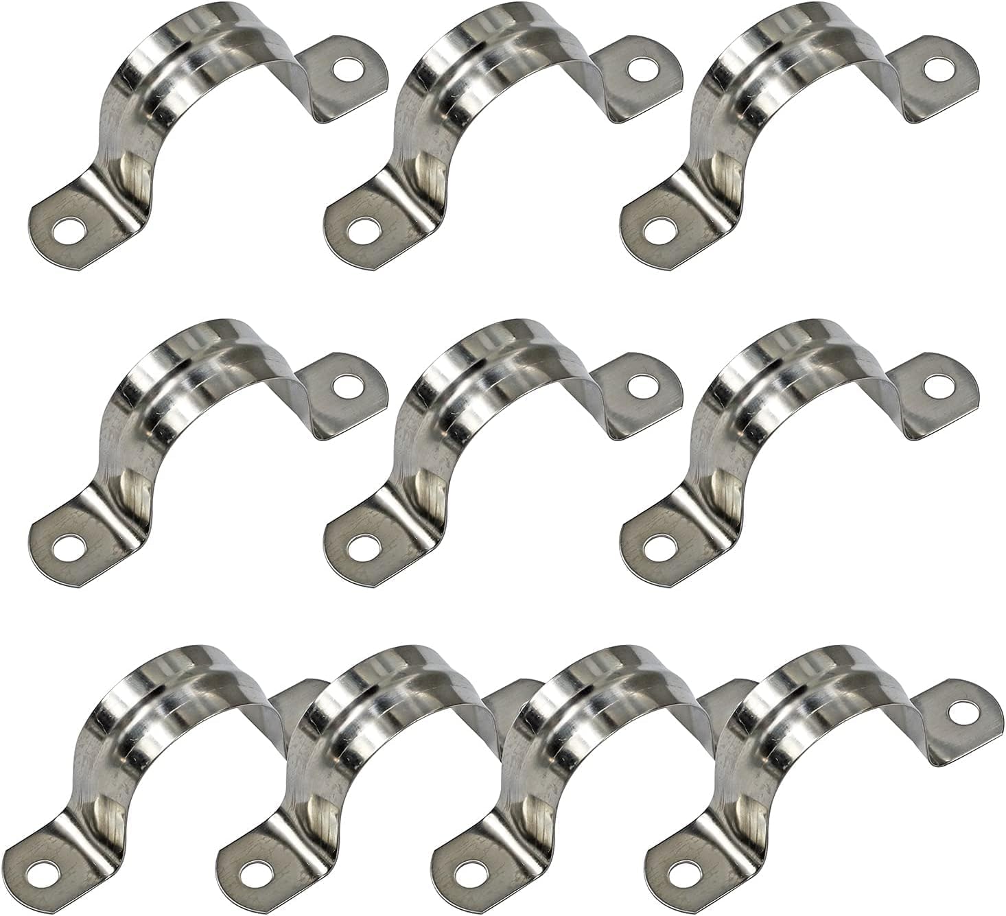 AKIHISA Pipe Clamps, 4 Pcs U Tube Strap Clamp, 304 Stainless Steel 2 Hole Pipe Bracket, ID 3 1/7Inch(80mm)