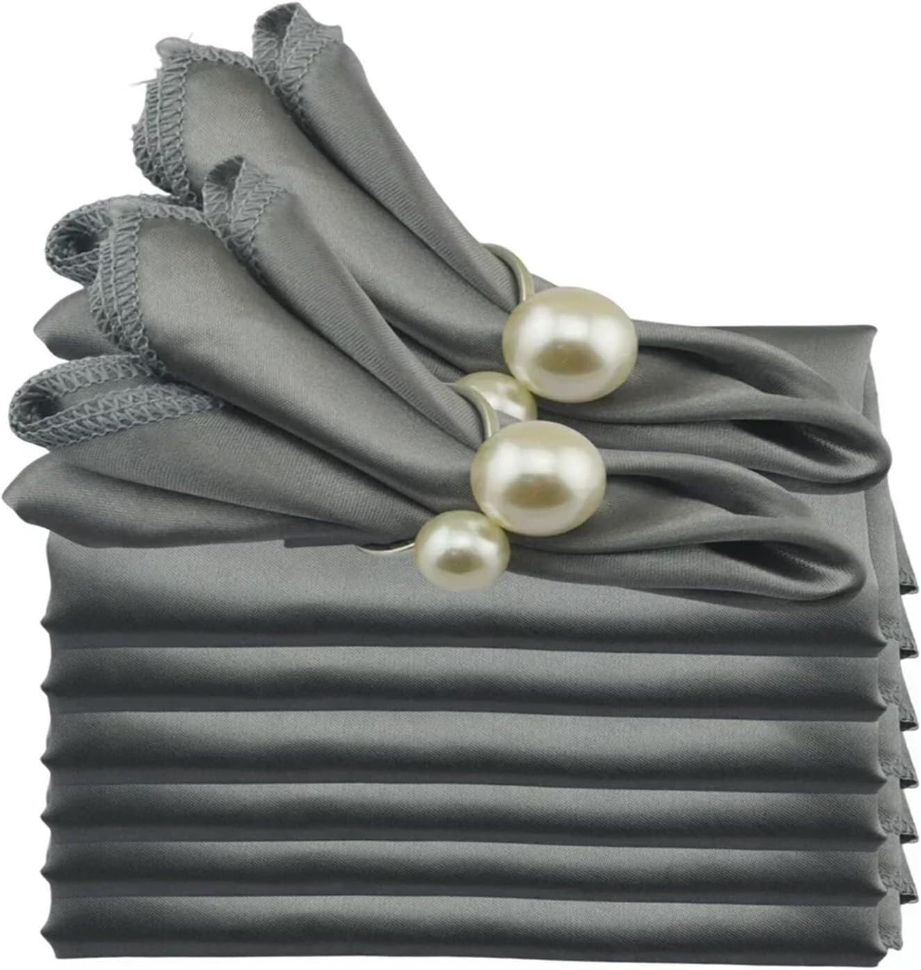 Niusabou Grey Cloth Dinner Table Napkins, Satin Dinner Napkins 24Pcs Multicolor For Banquet Party Restaurant
