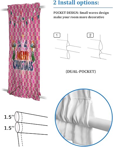 Miniatura 3 de Cortinas opacas de Navidad para puerta francesa, de vidrio, para puerta delantera, trasera, puerta de patio, aislamiento térmico, bolsillo para