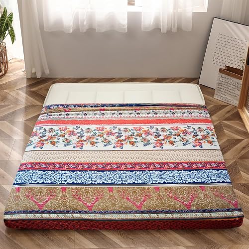 Vista 9 de MAXYOYO Funda de colchón para colchón de futón tradicional japonés, con cremallera, súper suave y lavable a máquina, estrella, tamaño matrimonial