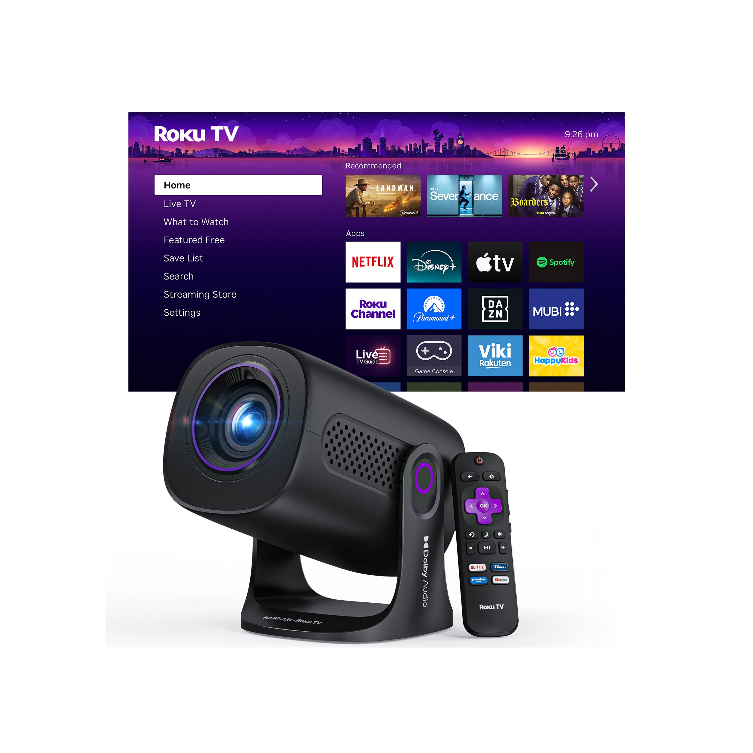 View 1 of ***LIKE NEW/OPEN BOX***
HAPPRUN Roku Smart Mini Projector