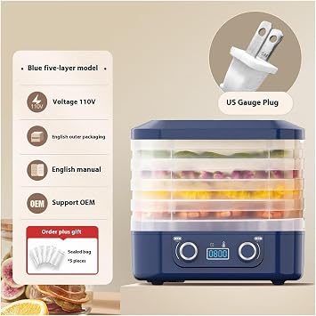 Food Dryer Machine for Home, Digital Dryer, Digital Adjustable Timer & Temperature Control, Compact Food Dehydrator for Home(Blue)
