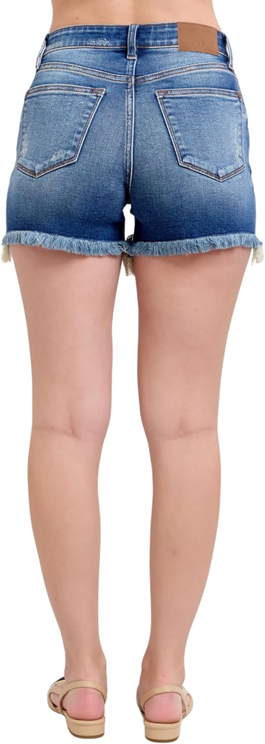 Judy Blue Mid Rise 2-Button Destroyed Dad Shorts - Image 7