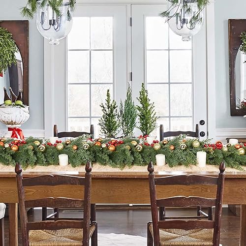 Miniatura 3 de Guirnalda de Navidad de pino, guirnalda de vegetación artificial para interiores y exteriores, puerta de jardín, decoración del hogar para