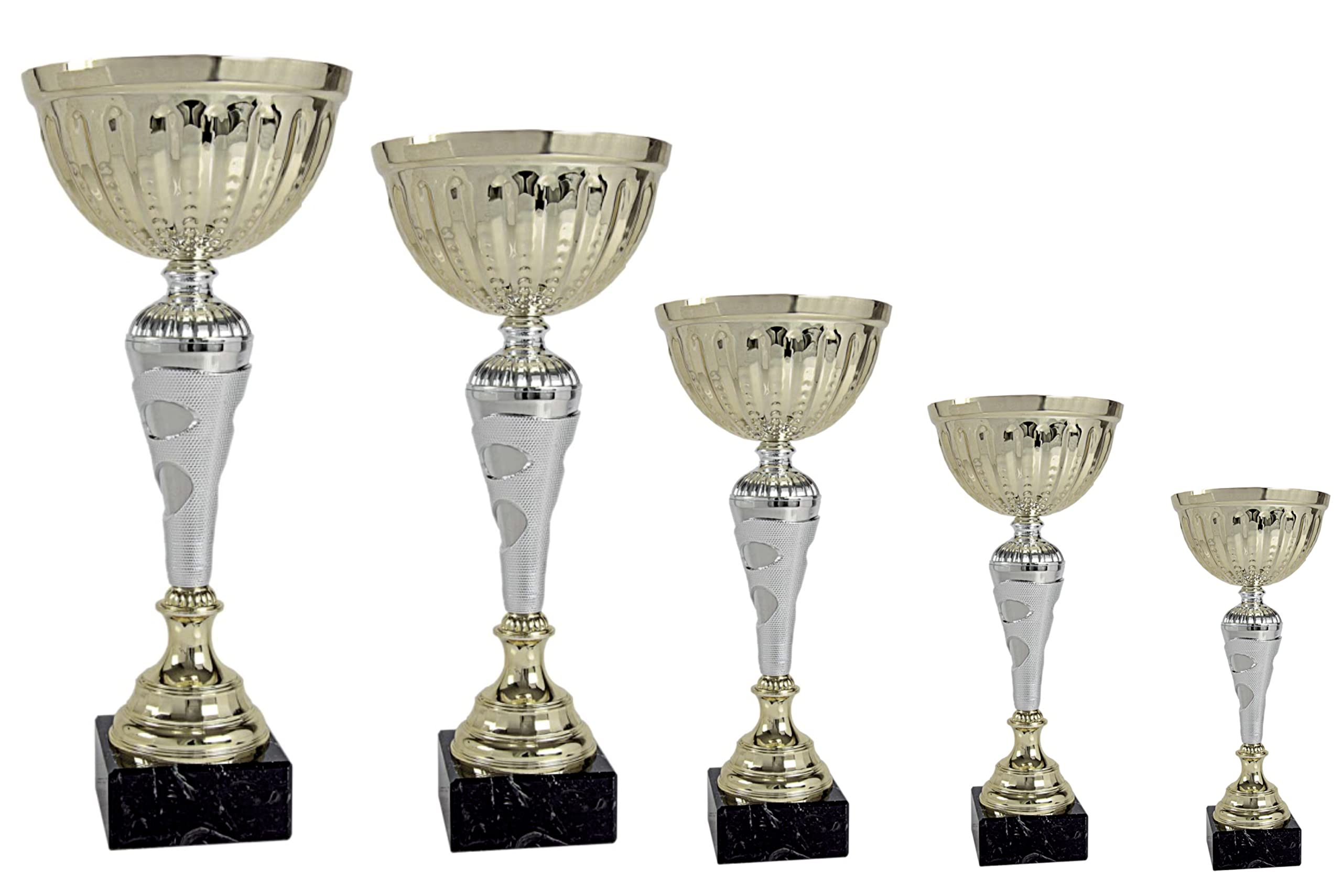 Lote 5 copas deportivas trofeos GRABADOS distintas alturas grandes para equipo fútbol, baloncesto...