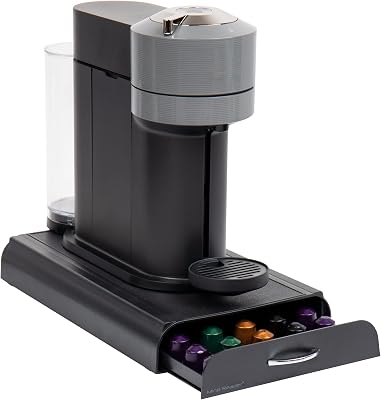 Mind Reader Nespresso Compatible Capsule Drawer, Holds 50 Small Capsules, Coffee Pod Drawer Organizer, Countertop Storage Base, Black