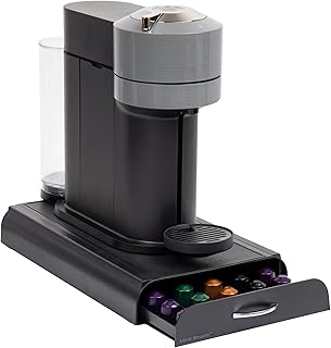 Mind Reader Anchor Collection, Single Serve Nespresso/Vertuoline Compatible Drawer 50 Capsule Capacity, Countertop Organizer, Coffee Machine Base, 15" L x 9.25" W x 2" H, 9.21 x 15.94 x 2.36, Black