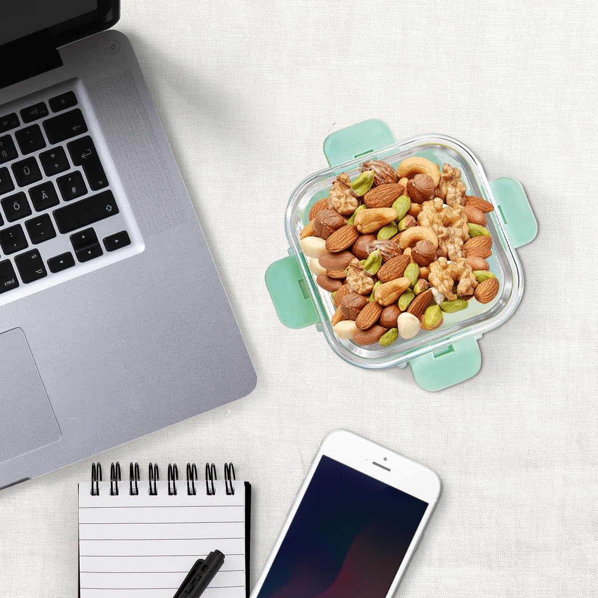 Allo Recipientes de vidrio seguros para alimentos con tapas con bloqueo sin roturas, recipientes aptos para horno y microondas, recipientes de almacenamiento de alimentos de vidrio de borosilicato