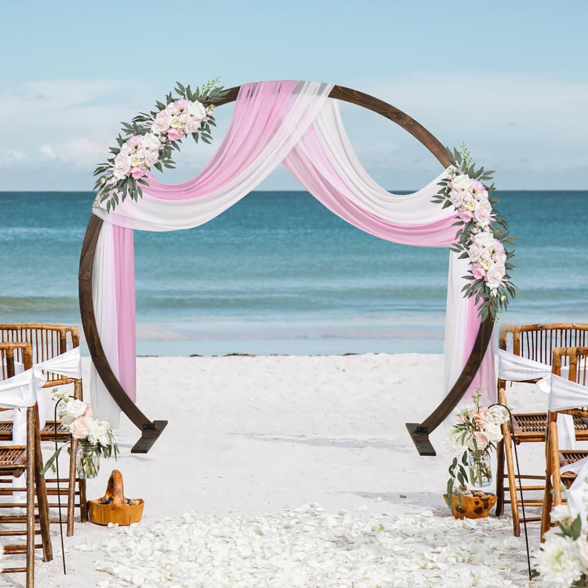 Arcos de Boda al Aire Libre for la Ceremonia,Arco de Boda Redondo,Arco de jardín,Arco de Madera,para la Ceremonia de Boda Fiesta Propuesta Jardín Playa Bosque Decoración