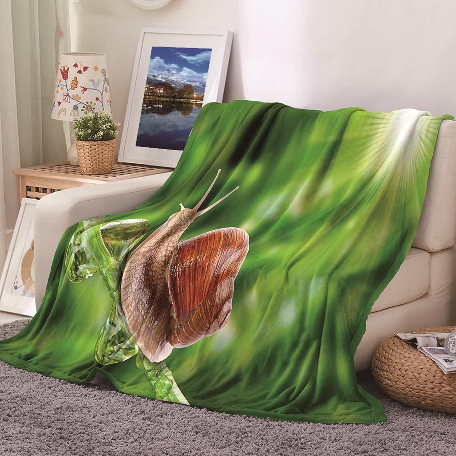 Couverture polaire douce contre le froid plaid flanelle escargot lit