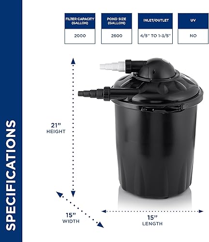 Miniatura 3 de Alpine Corporation Filtro de presión Bio-Pure de 21" de alto para estanques, 2,000 galones