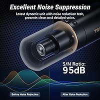 Vista 3 de TONOR Micrófono Dinámico, Micrófono XLR/USB para Podcast, Grabación, Transmisión, Juegos, Micrófono de Estudio Cardioide XLR con Silencio Rápido