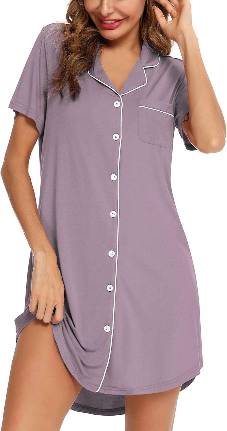 Leikar Maternity Nightgown For Women Nursing Pajamas Long Sleeve Sleepshirt - Image 4