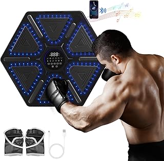 FOOING Máquina de boxeo musical con sensor de fuerza, entrenamiento de boxeo inteligente de alta resistencia para adultos y niños, equipo de boxeo en casa, 6 almohadillas de boxeo gruesas de 10