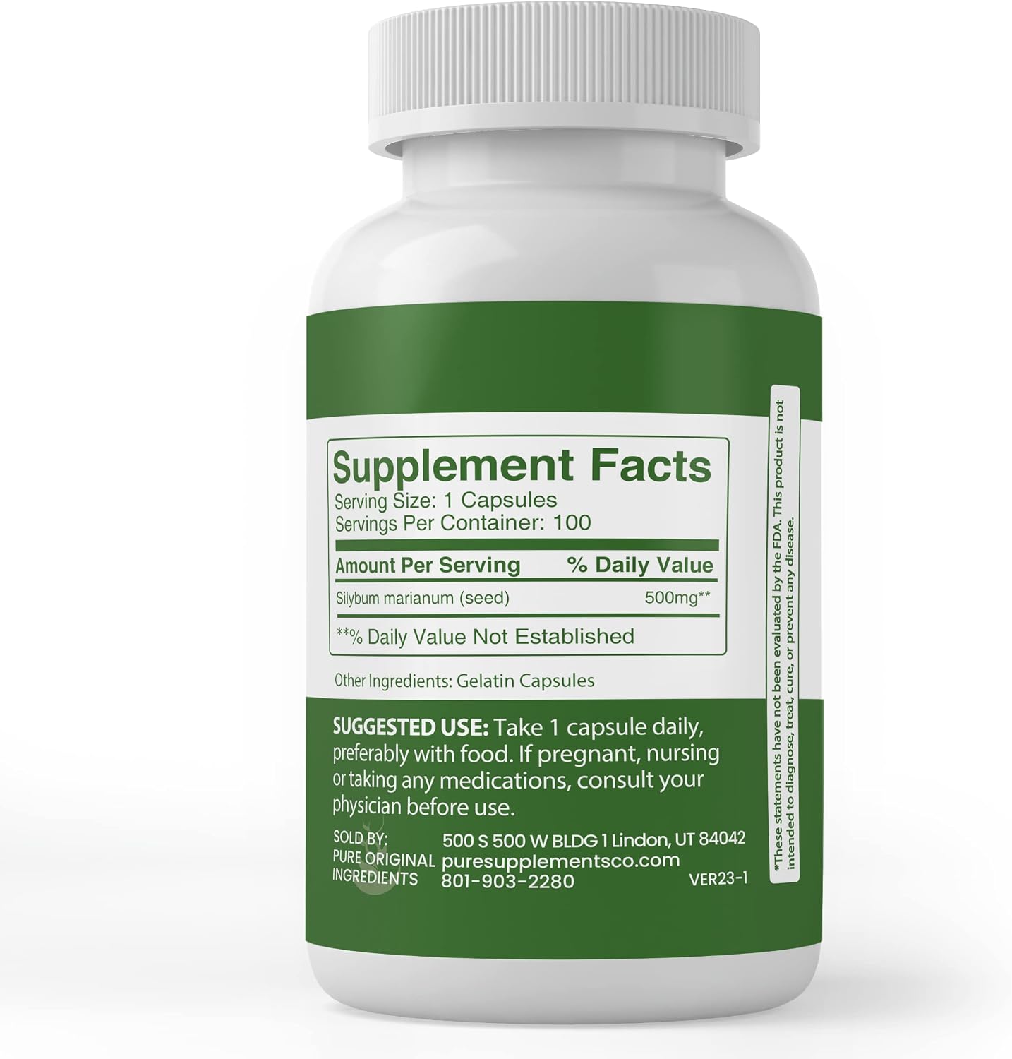 Pure Original Ingredients Milk Thistle (100 Capsules) No Magnesium Or Rice Fillers, Always Pure, Lab Verified