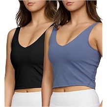 PURE CHAMP 2pk Sports Bras for Women Medium Support Crop Tops Tank Top for Women Camisole Cami Workout Tops Removable Padding