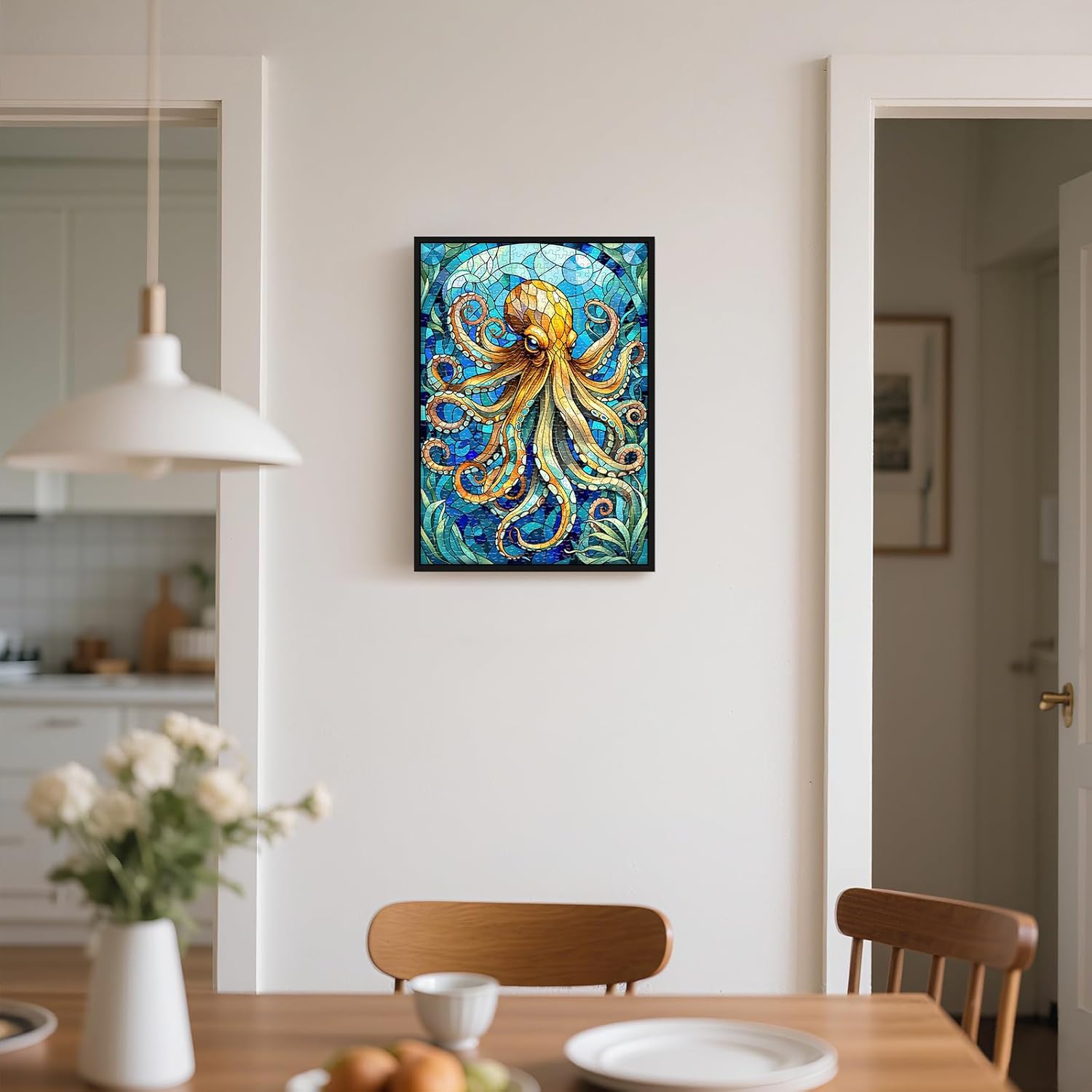 Hopgo 500 Piece Puzzle for Adults, Colorful Stained Glass Octopus Jigsaw Puzzles Challenging Puzzles Perfect for Game Nights 20"x14.2"