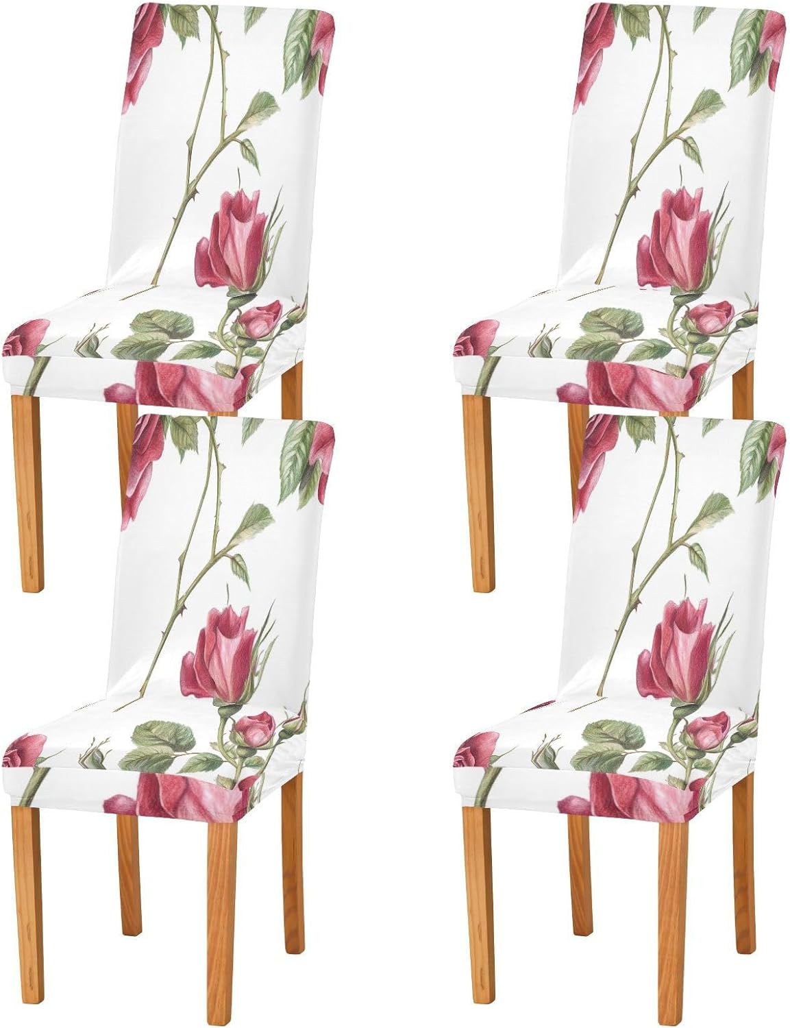 ALAZA Chair Covers for Dining Room, Rose Vintage Spring Floral -Tile Stretch Chair Cover Sets Chair Protector Removable Washable for Ktichen Restaurant Hotel